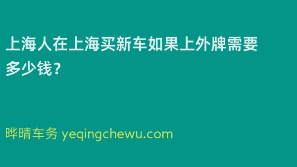 上海人在上海买新车如果上外牌需要多少钱？