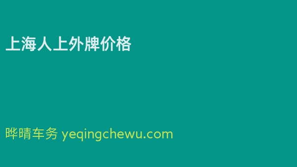 上海人上外牌价格