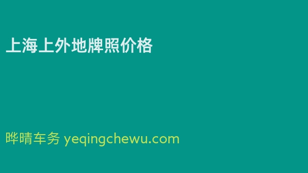 上海上外地牌照价格