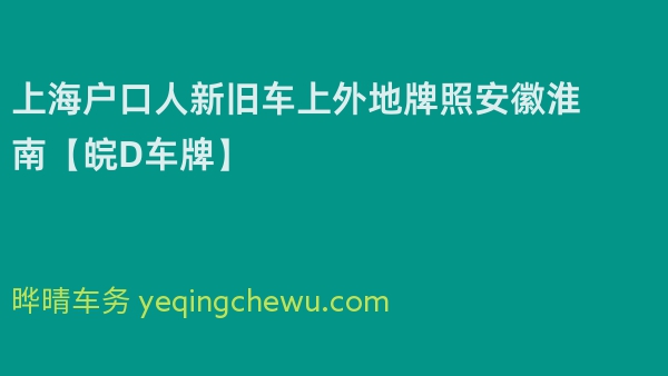 2024年上海户口人新旧车上外地牌照安徽淮南【皖D车牌】