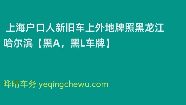  2024年上海户口人新旧车上外地牌照黑龙江哈尔滨【黑A，黑L车牌】 