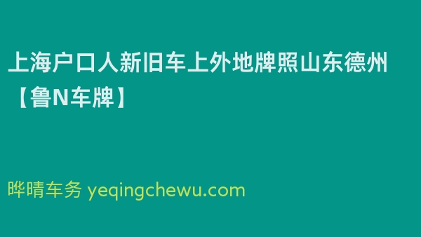 2024年上海户口人新旧车上外地牌照山东德州【鲁N车牌】