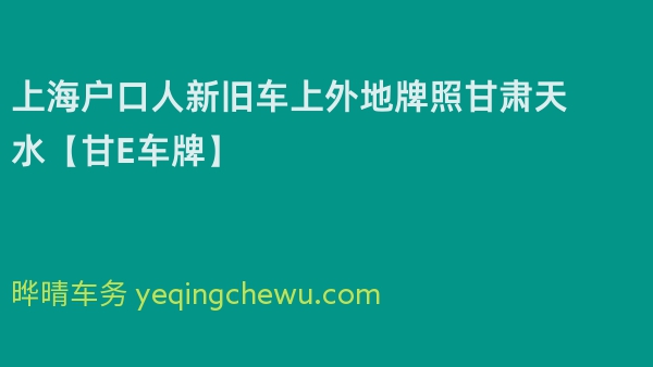 2024年上海户口人新旧车上外地牌照甘肃天水【甘E车牌】